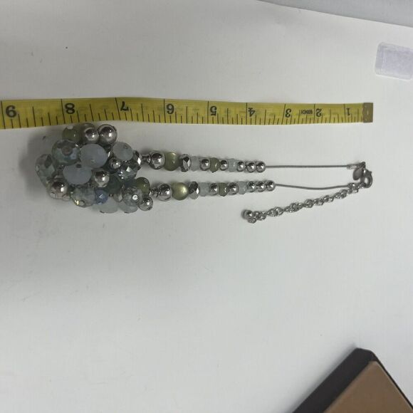 Chico's Necklace Silver Beaded Cluster Beads Sparkle Faceted Adjustable - Picture 6 of 6
